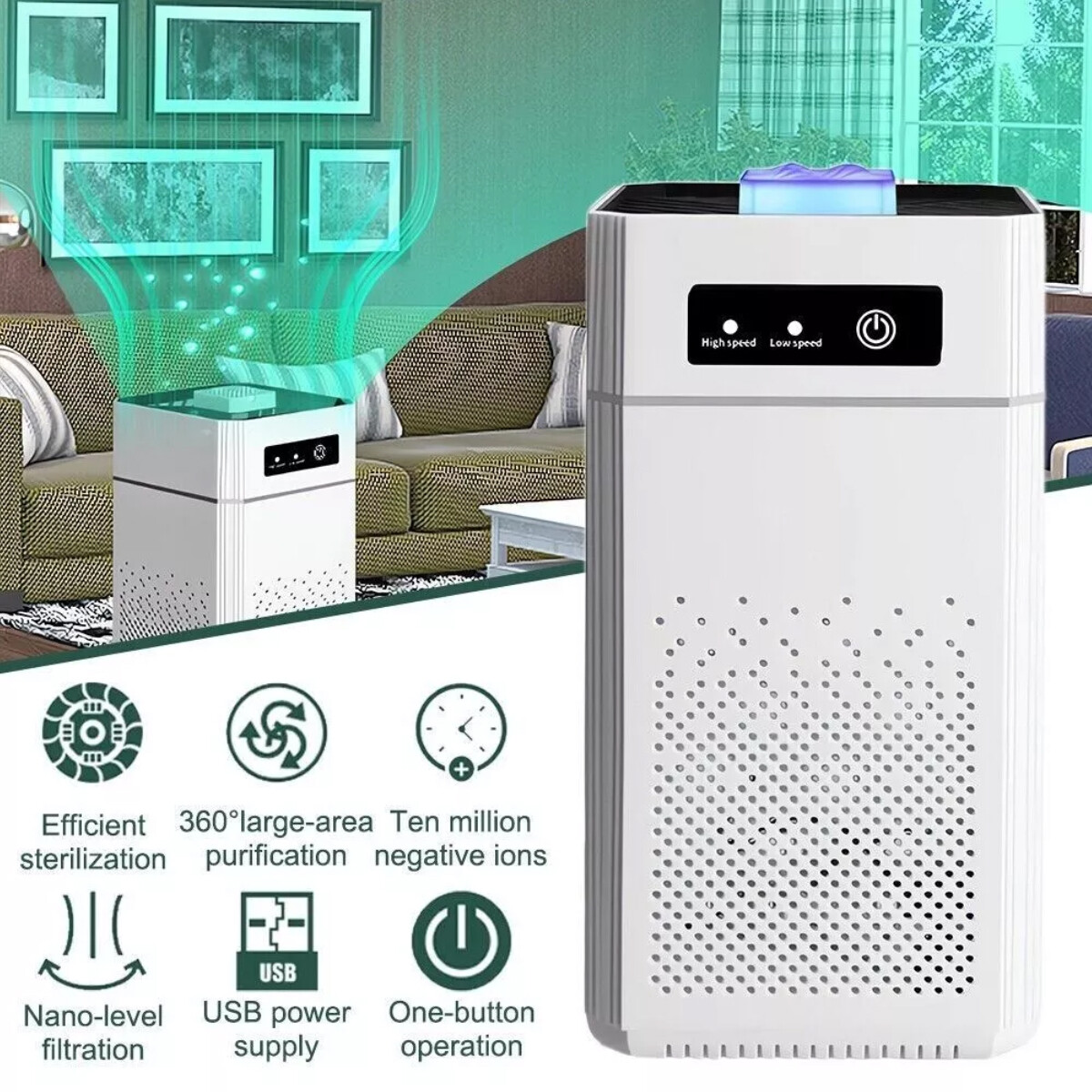 Home HEPA Air Purifier Large Room Air Cleaner for Allergies Smoke Mold Odor Dust
