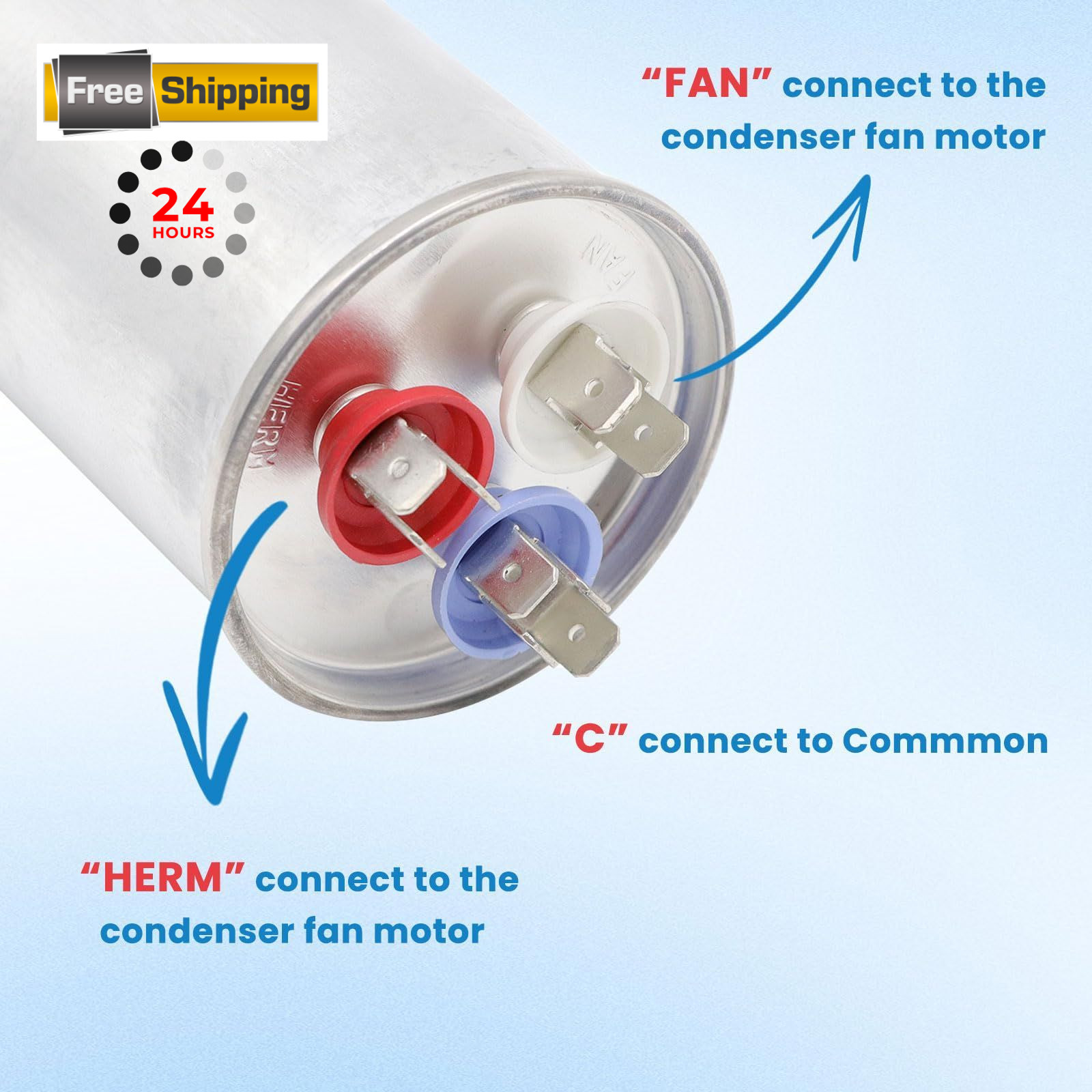 COOLWAY 40/5 uF 40+5 MFD 5% 370V or 440V Dual Run Start AC Capacitor for AC…