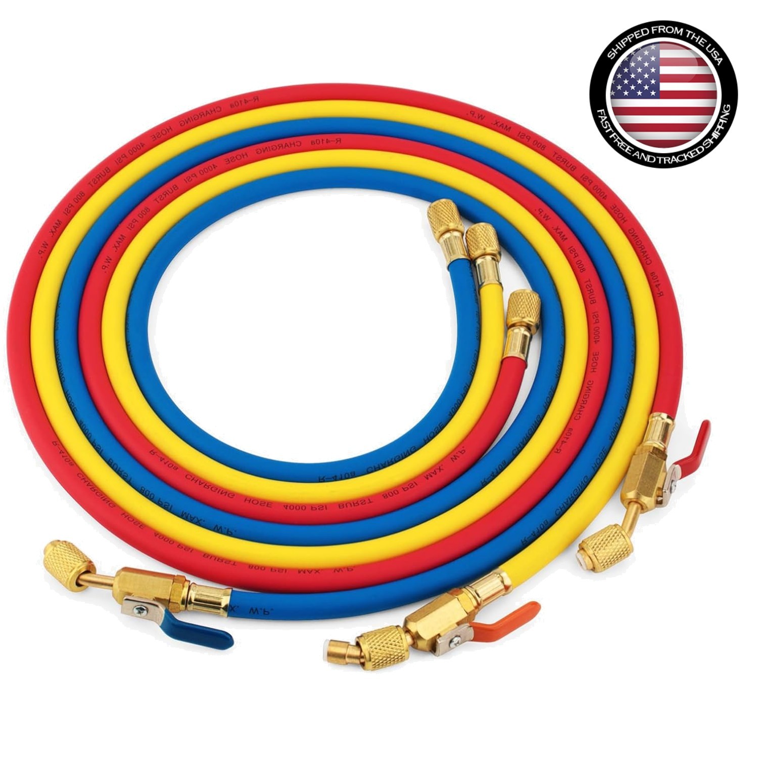 Yellow Jacket 29986 Plus II 1/4″ Hose with Compact Ball Valve, 72″ (Pack of 3)!
