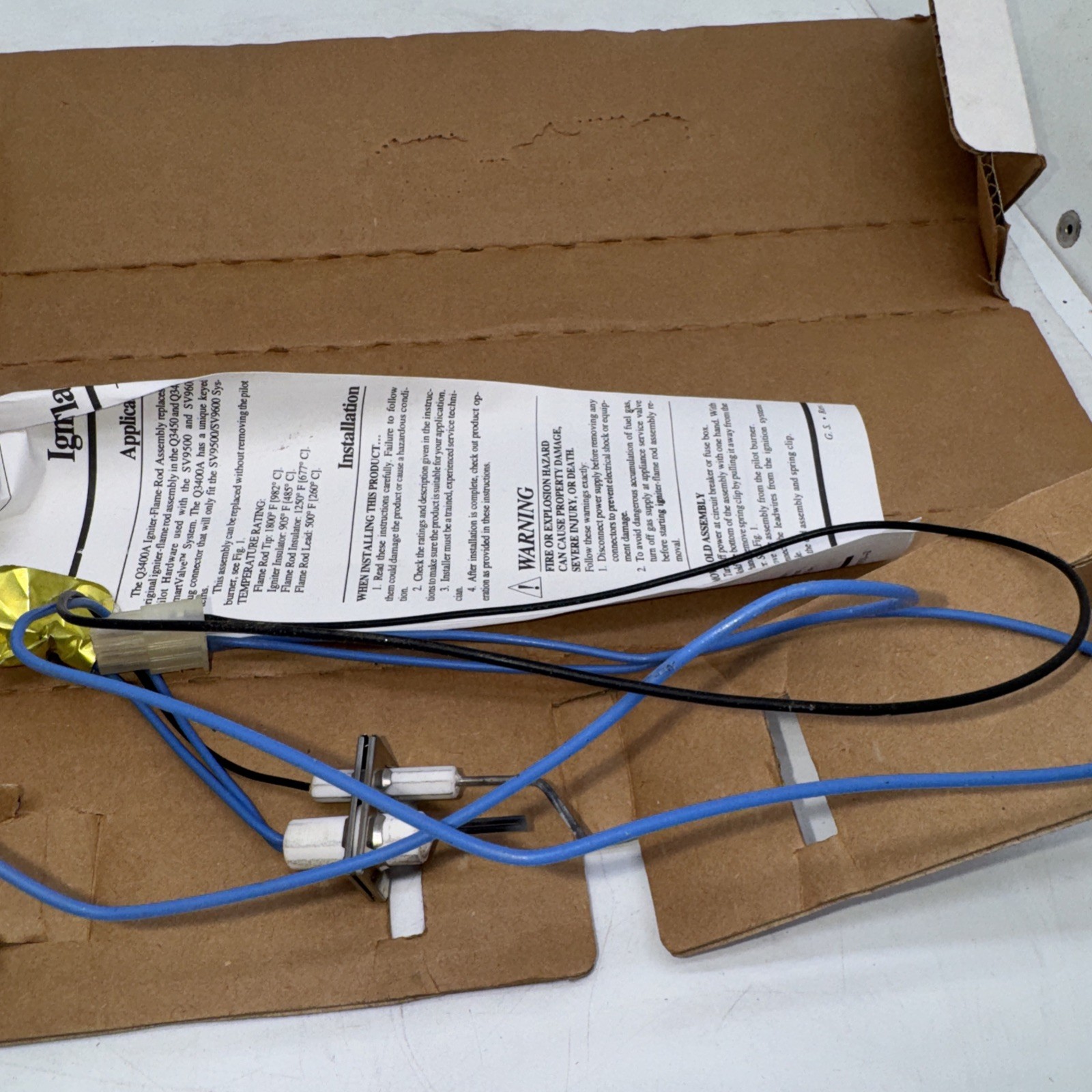 Honeywell Q3400A1024 Igniter Flame Rod Assembly 30″ 24V New HV1