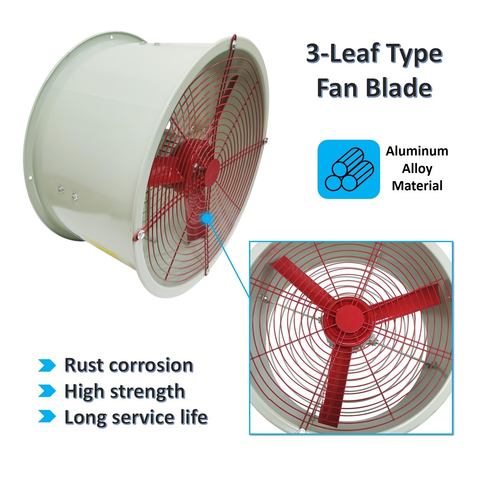 110V 19in Explosion Proof Exhaust Fan 550W Cylinder Pipe Fan Wall Mount Ventilat