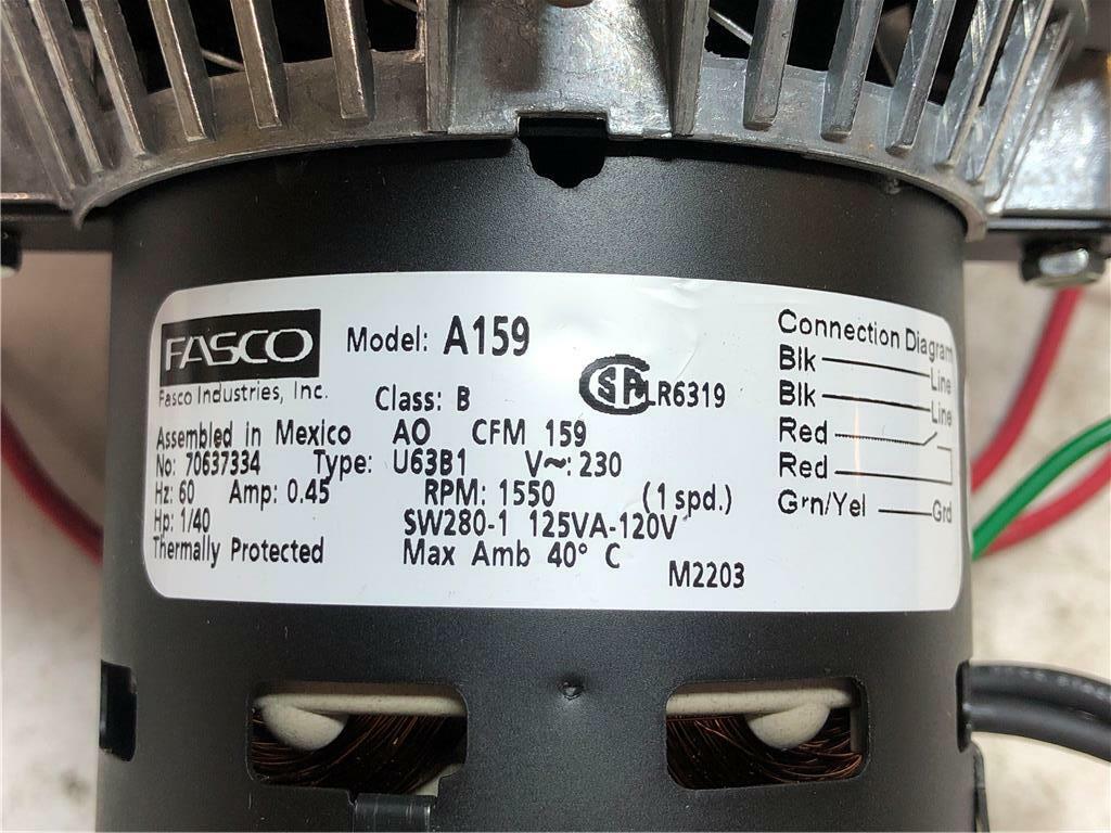 Fasco A159 Shaded Pole Draft Motor 5-1/4″ x 2-7/8″ Wheel Sealed Ball Bearing