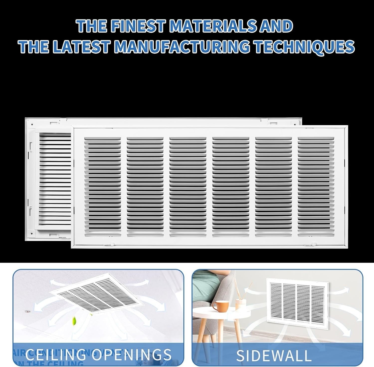 30×12 Return Air Grille Steel Vent Cover White Wall Ceiling Removable 1” Filter