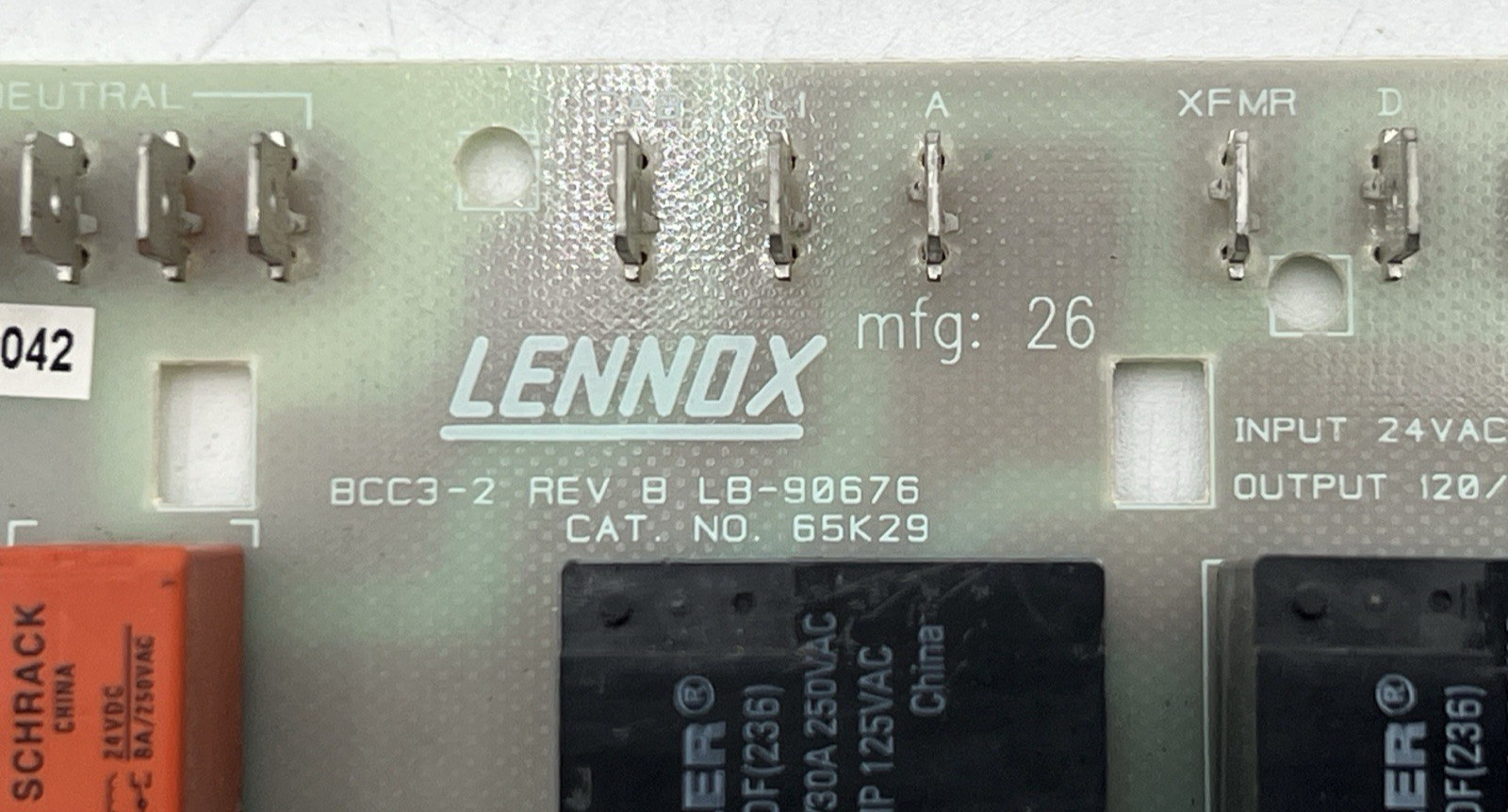 LENNOX BCC3-2 REV B LB-90679 CAT NO. 65K29 FURNACE CONTROL CIRCUIT BOARD