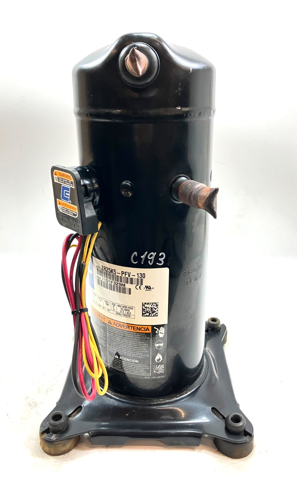 Copeland 2.5 Ton Scroll AC Compressor ZR25K5-PFV-130 R-22 208-230V used #C193