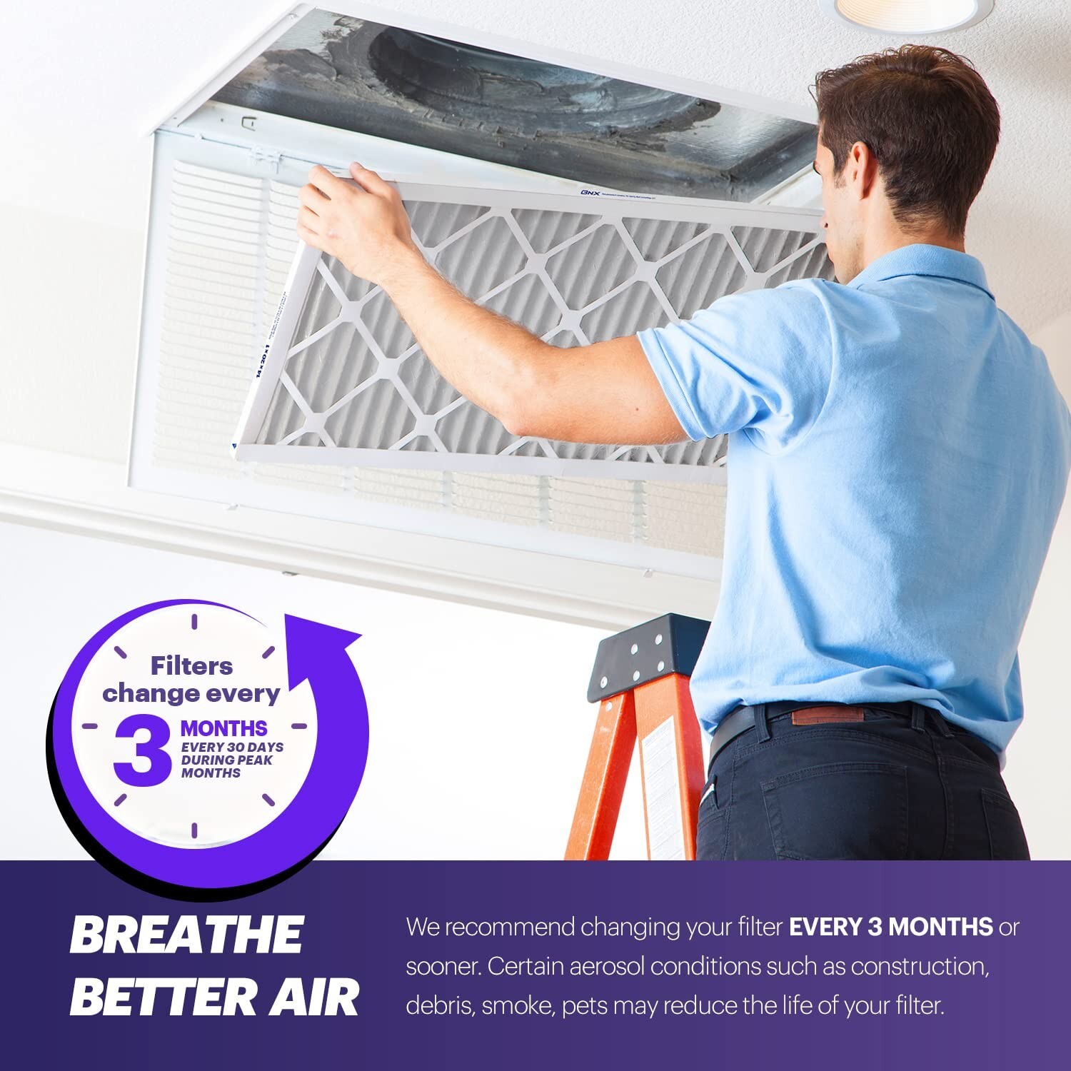 BNX TruFilter 16x25x1 Air Filter MERV 8 (6-Pack) – MADE IN USA – Dust & Pe