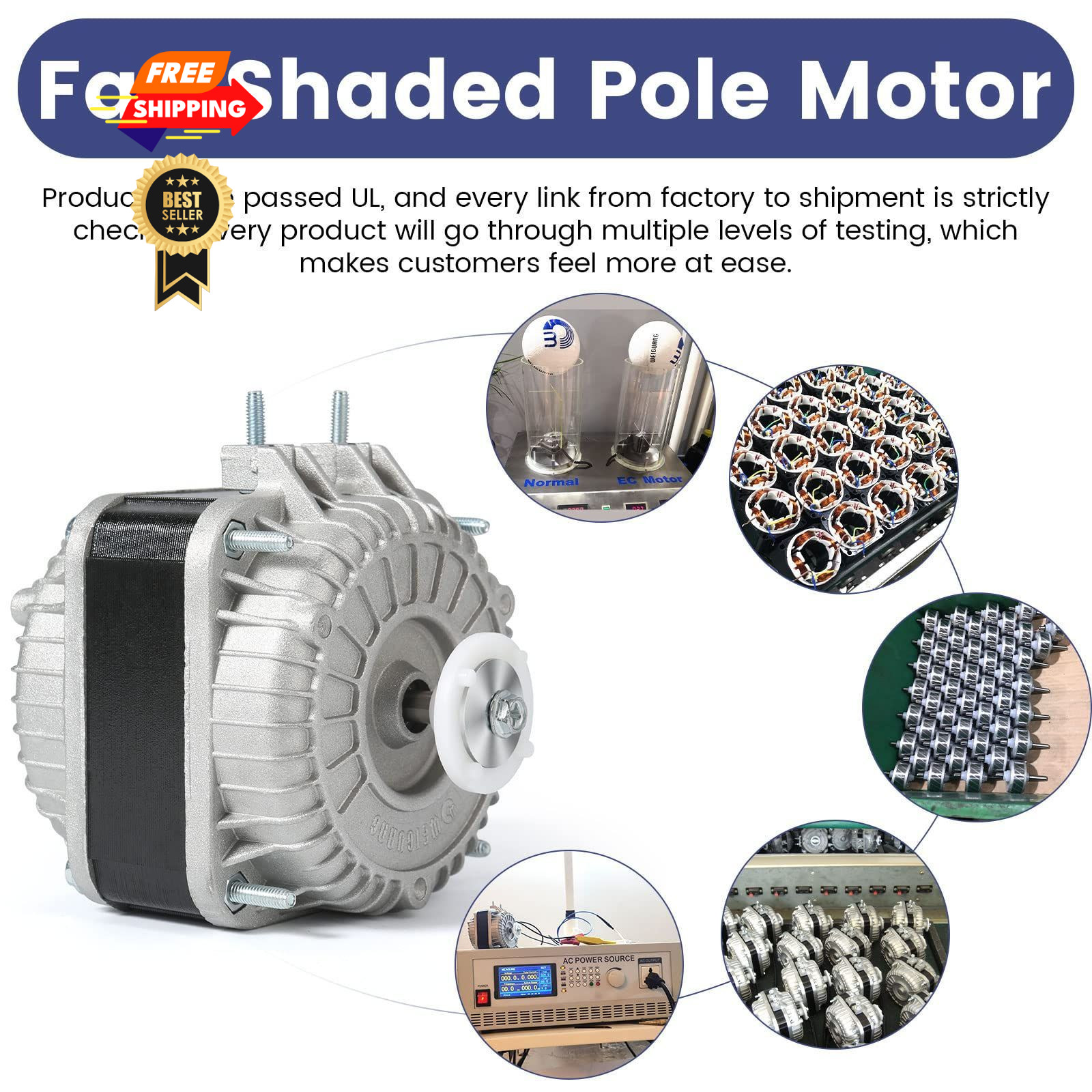 Condenser Fan AC Motor YZF10-20,Input Power 55W Output 10W Shaded Pole…