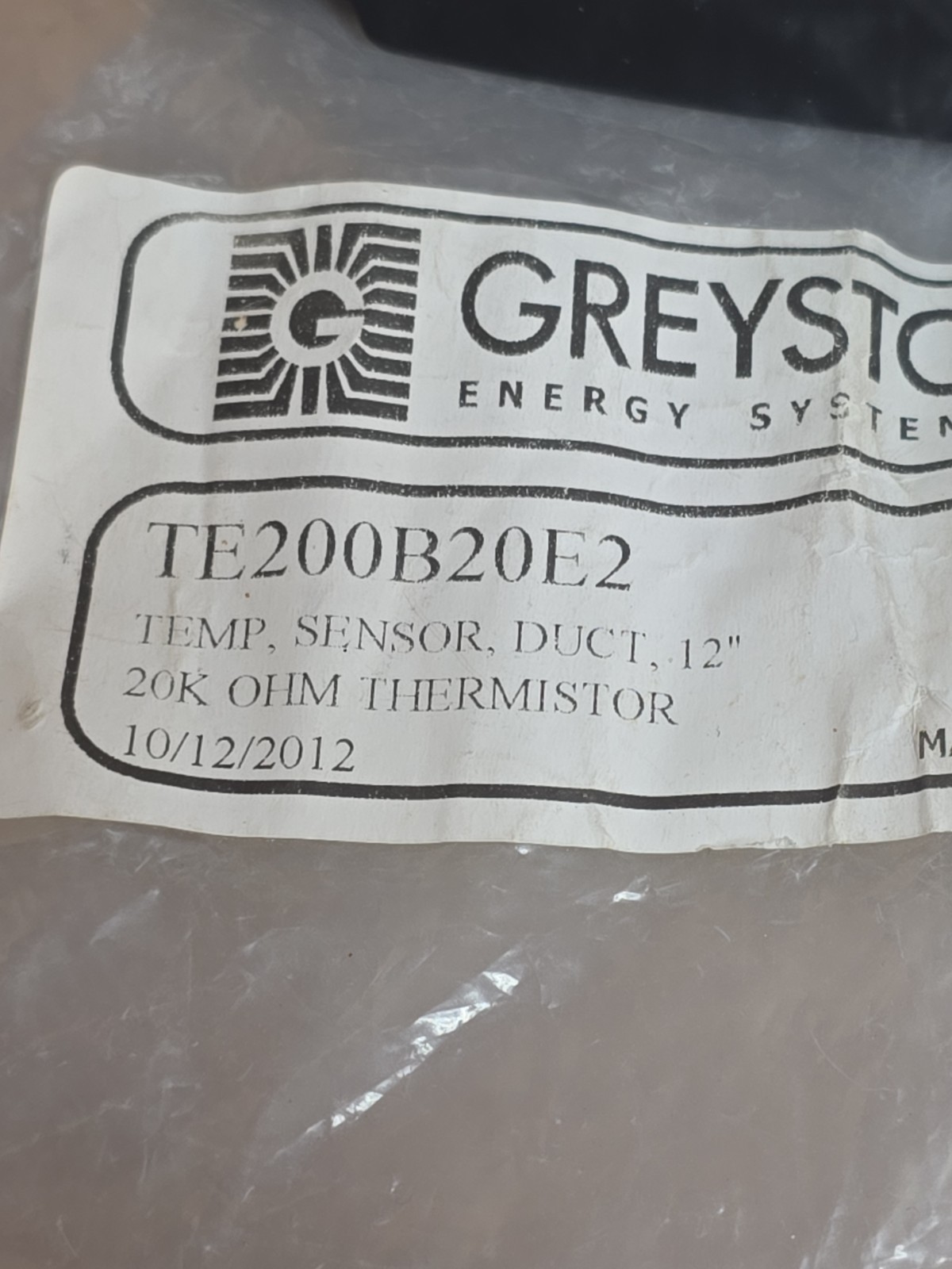 GREYSTONE TE200B20E2 temp sensor Duct 12 in, thermister