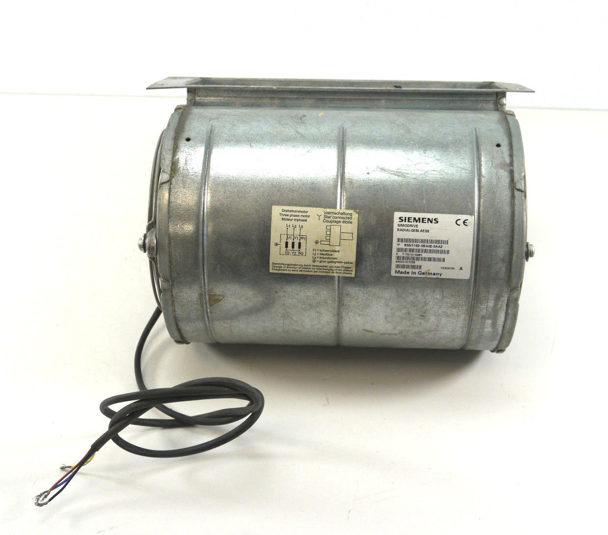 Siemens 1P 6SN1162-OBA02-0AA2 Centrifugal Blower |360-480V 60Hz,0.25A,165W,2600rpm