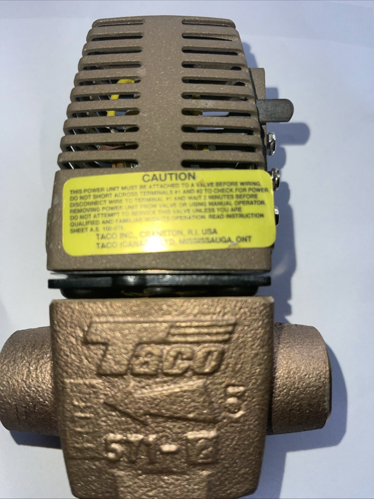 Taco 571 CENTRAL BOILER 2-WAY SENTRY ZONE VALVE,3/4″ SWEAT