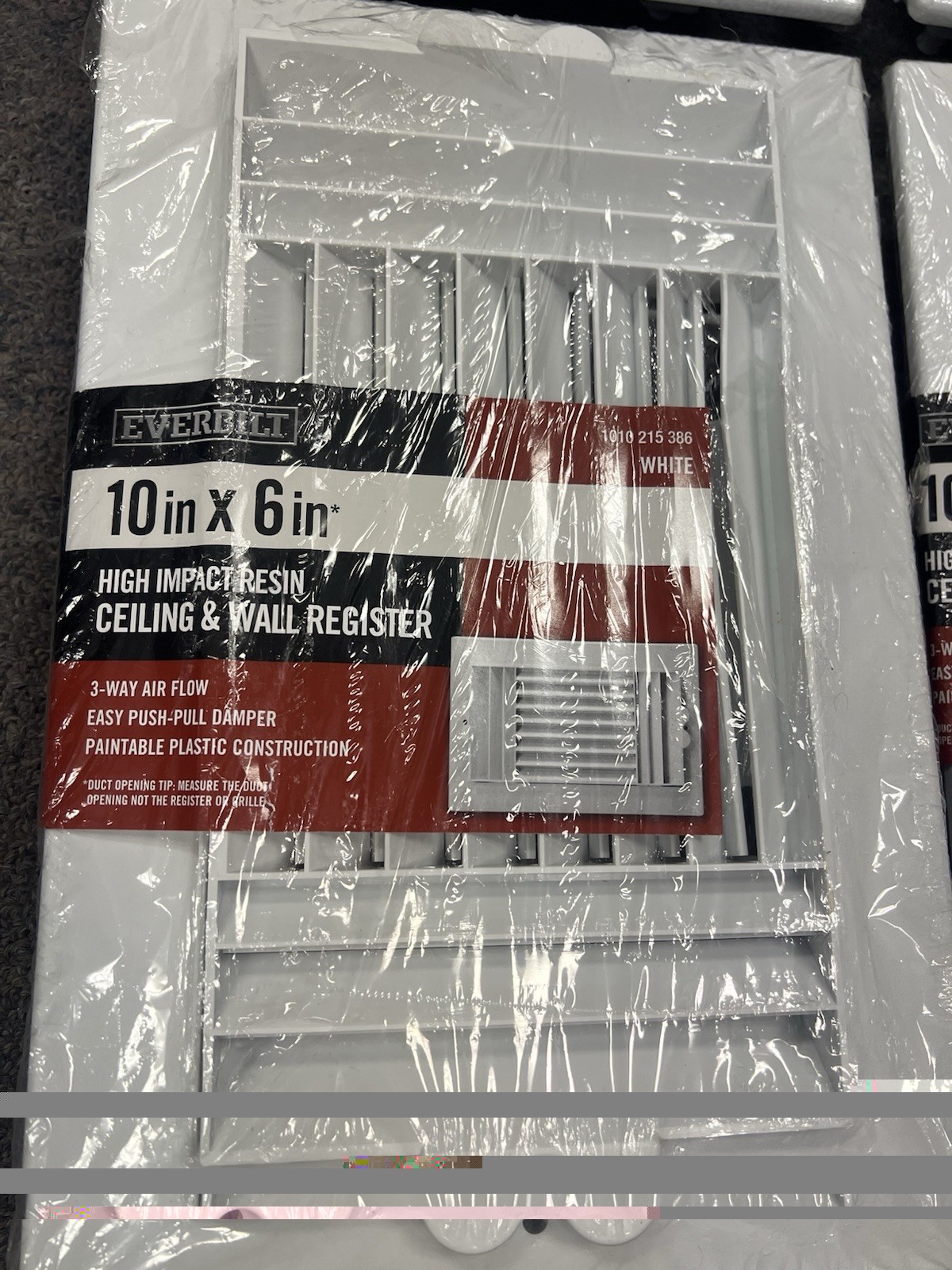 4 Pack Everbilt 10×6 High Impact Resin Ceiling & Wall Registers White RGC106RHD