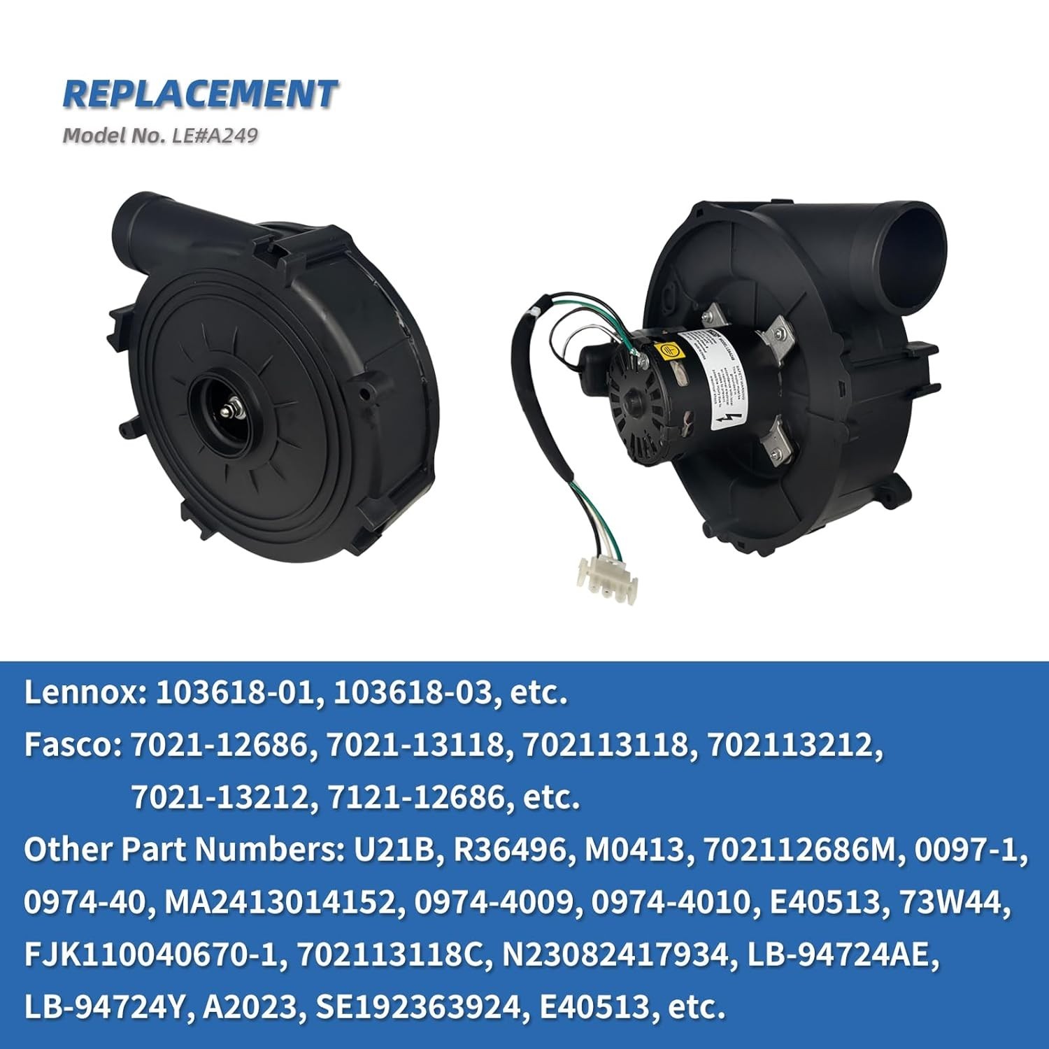 Upgraded A249 Draft Inducer Blower Motor 115V 3400RPM for Lennox Furnace
