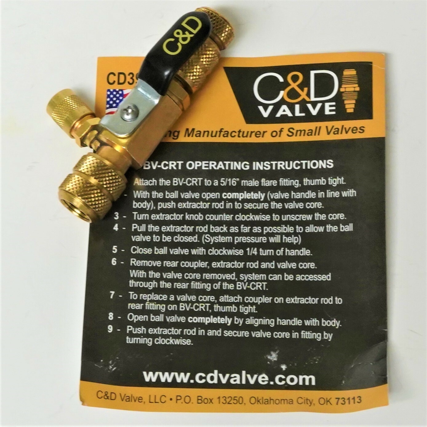 C&D Ball Valve Core Removal Tool (BV-CRT) for use on 5/16″ Flare Access Fitting