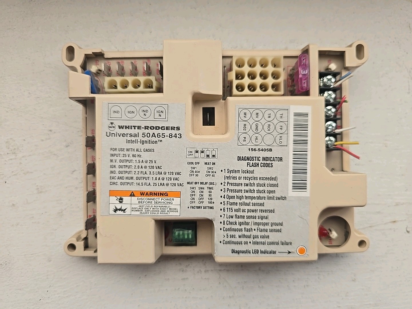 White Rodgers Furnace Control Board 50A65-843 Num#522