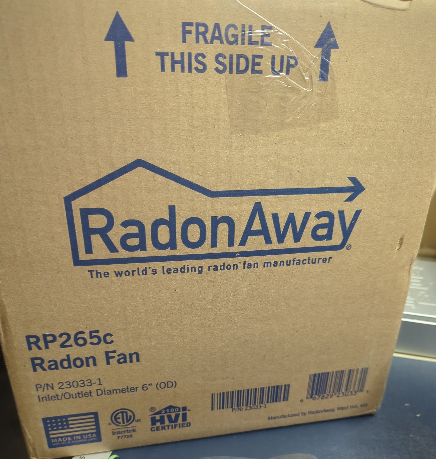 RP265C 6 In. Inlet and Outlet Inline Radon Fan in White with 2.3 In. Maximum Ope