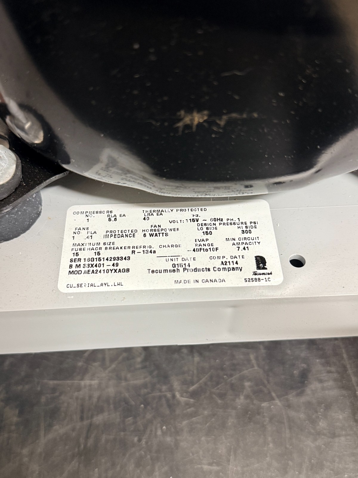 OMNITEAM TECUMSEH COND UNIT AEA 2410 YXAGB 115.V-R134a 1/3HP 60HZ 1PH LOW TEMP