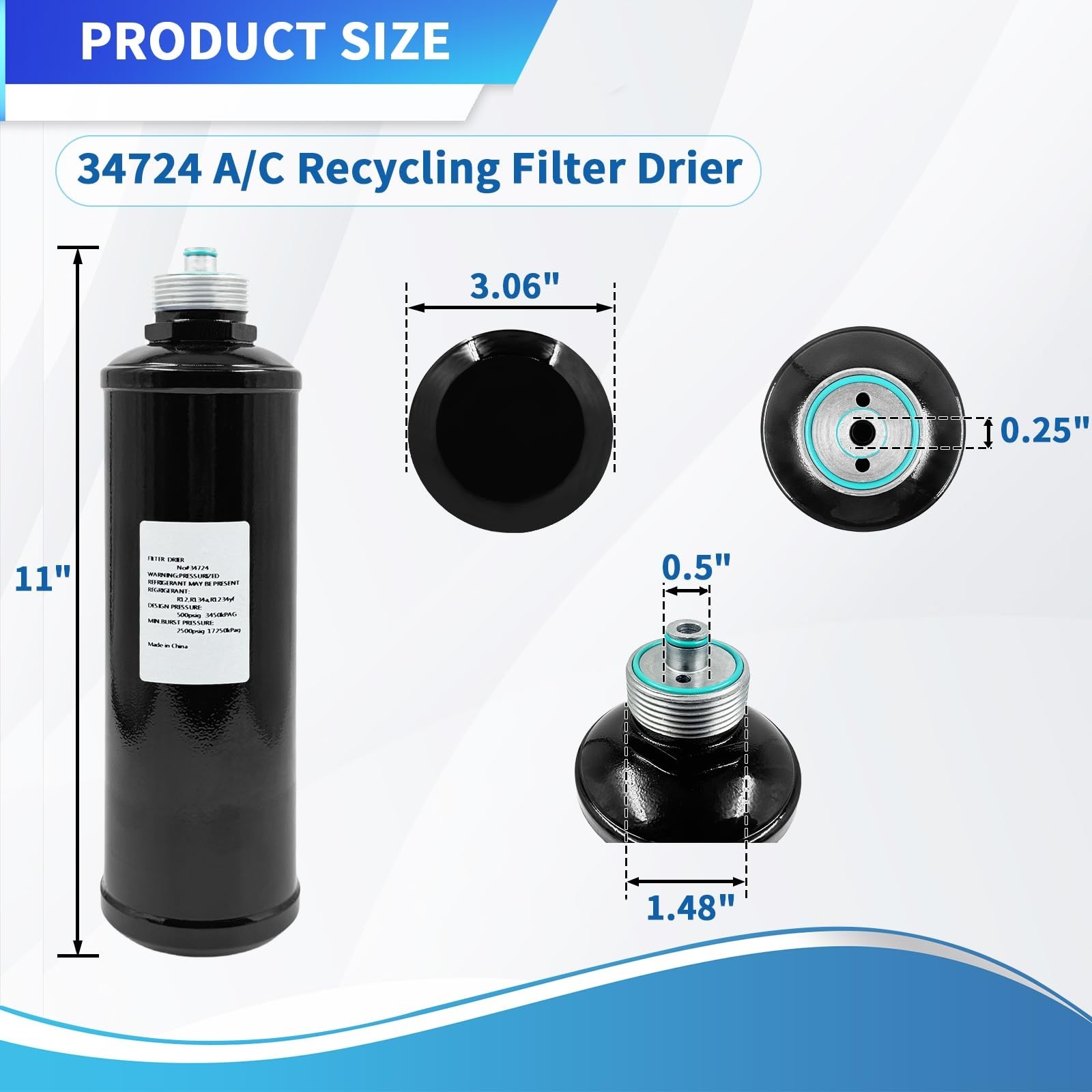 34724 A/C Recycling Filter-Drier Spin-on Filter Compatible with Robinair 34724 f