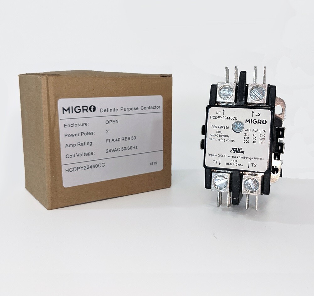 HVAC Contactor, 40 Amp Double Pole / 2 Pole Contactor 24V Coil DP Heat Pump UL