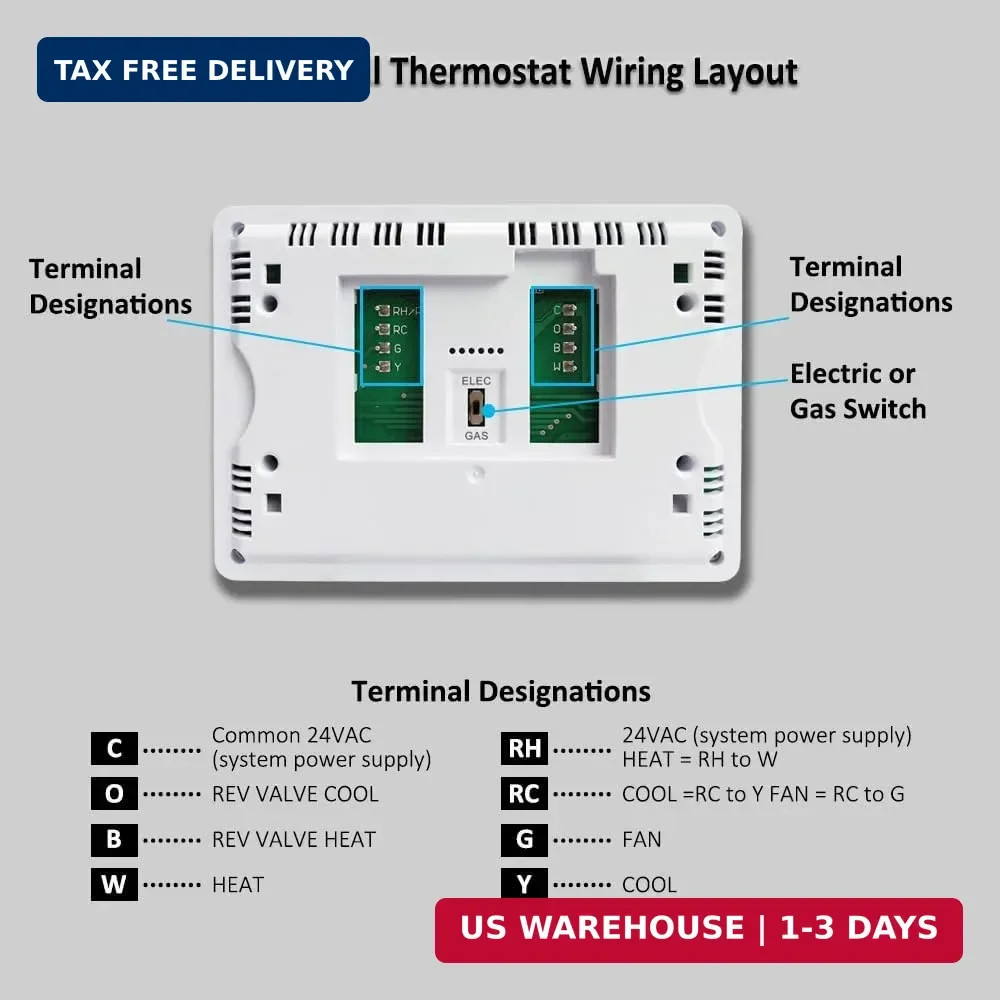 Thermostat for Home Non-Programmable Single-Stage Systems,1 Heat / 1 Cool,Easy D