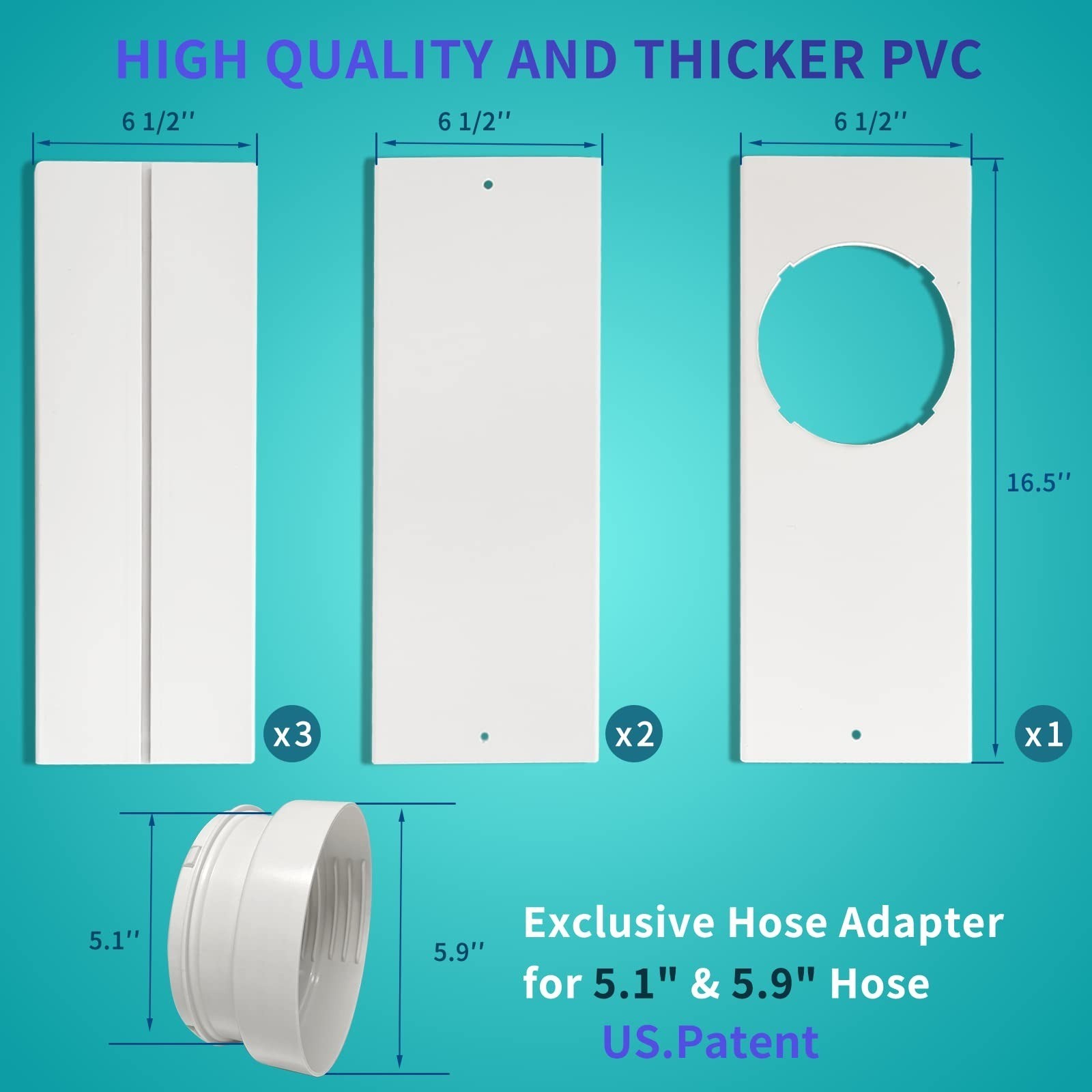 JEACENT Portable AC Sliding Door Vent Kit, Adjustable PVC Seal, 90 Inches