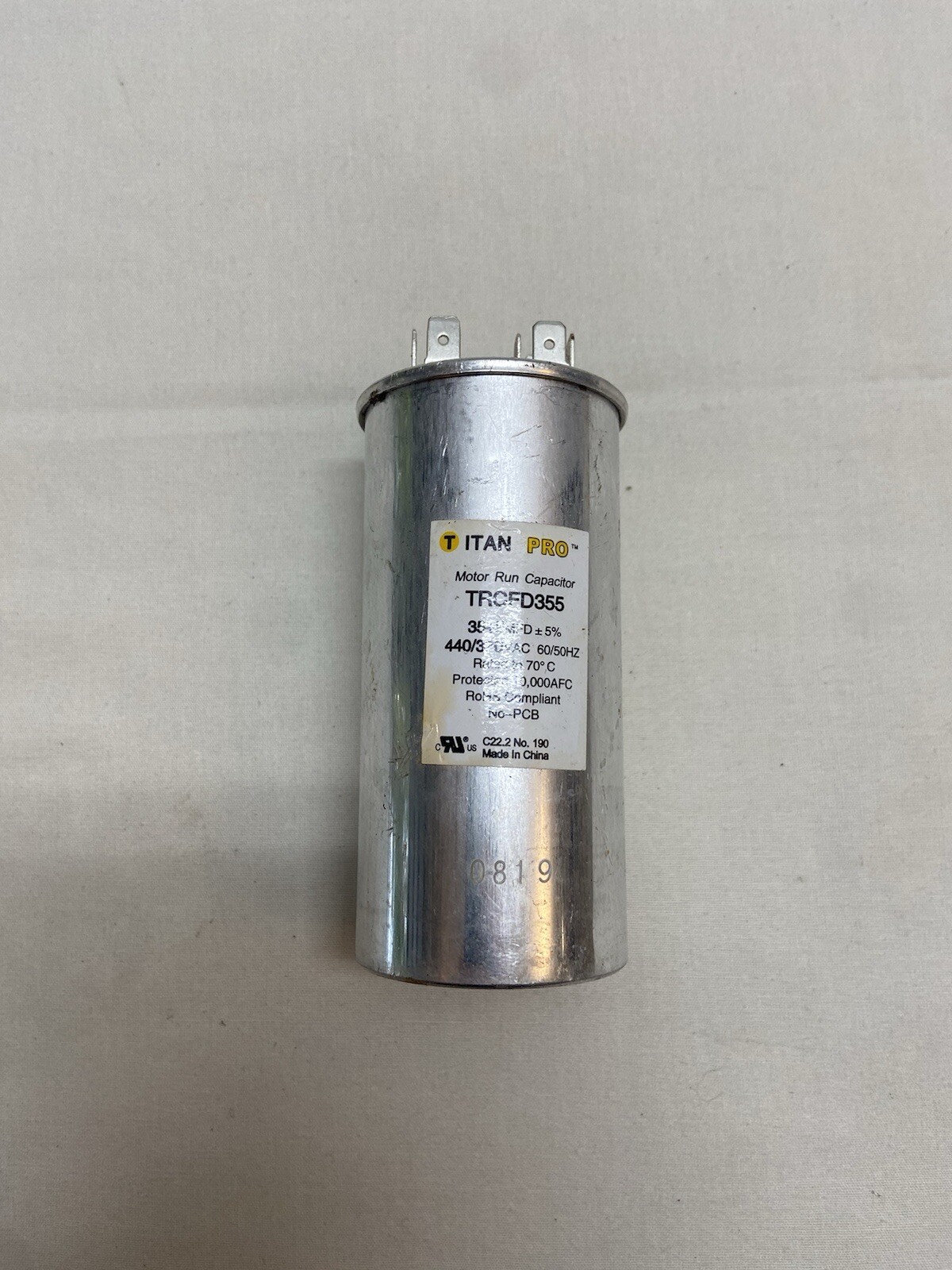 Packard TRCFD355 Titan PRO Run Capacitor 35+5 MFD 440/370 Volt, Round