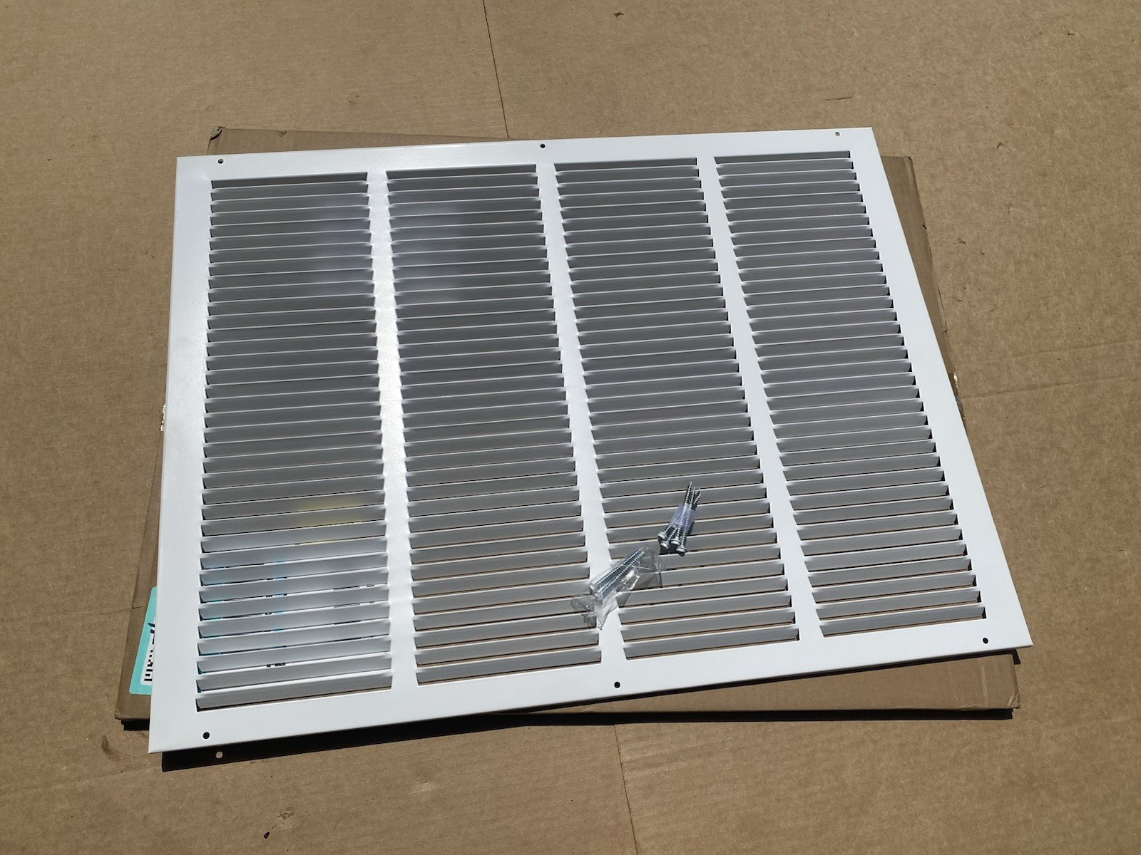 24×18 Flat Stamped Steel Return Air Grille Vent Cover White Duct Opening Handua