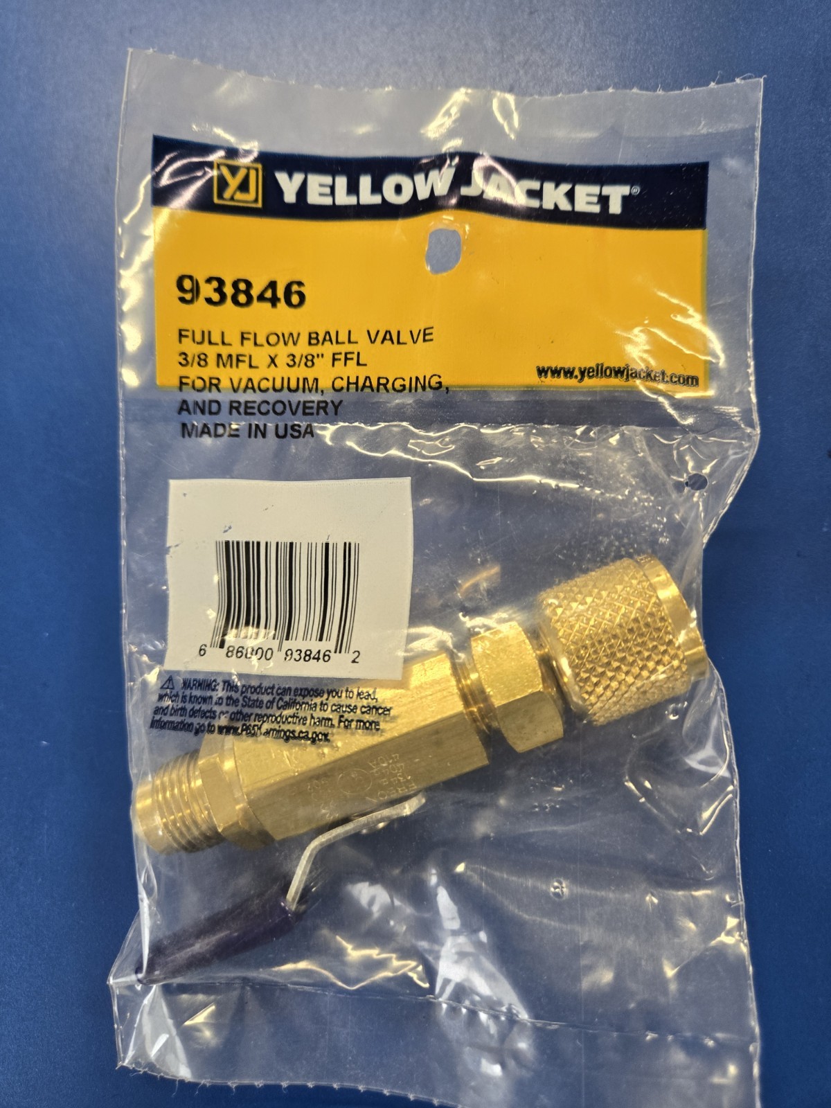 YELLOW JACKET 93846 – 3/8″ MALE FLARE X 3/8″ FEMALE FLARE – STRAIGHT BALL VALVE