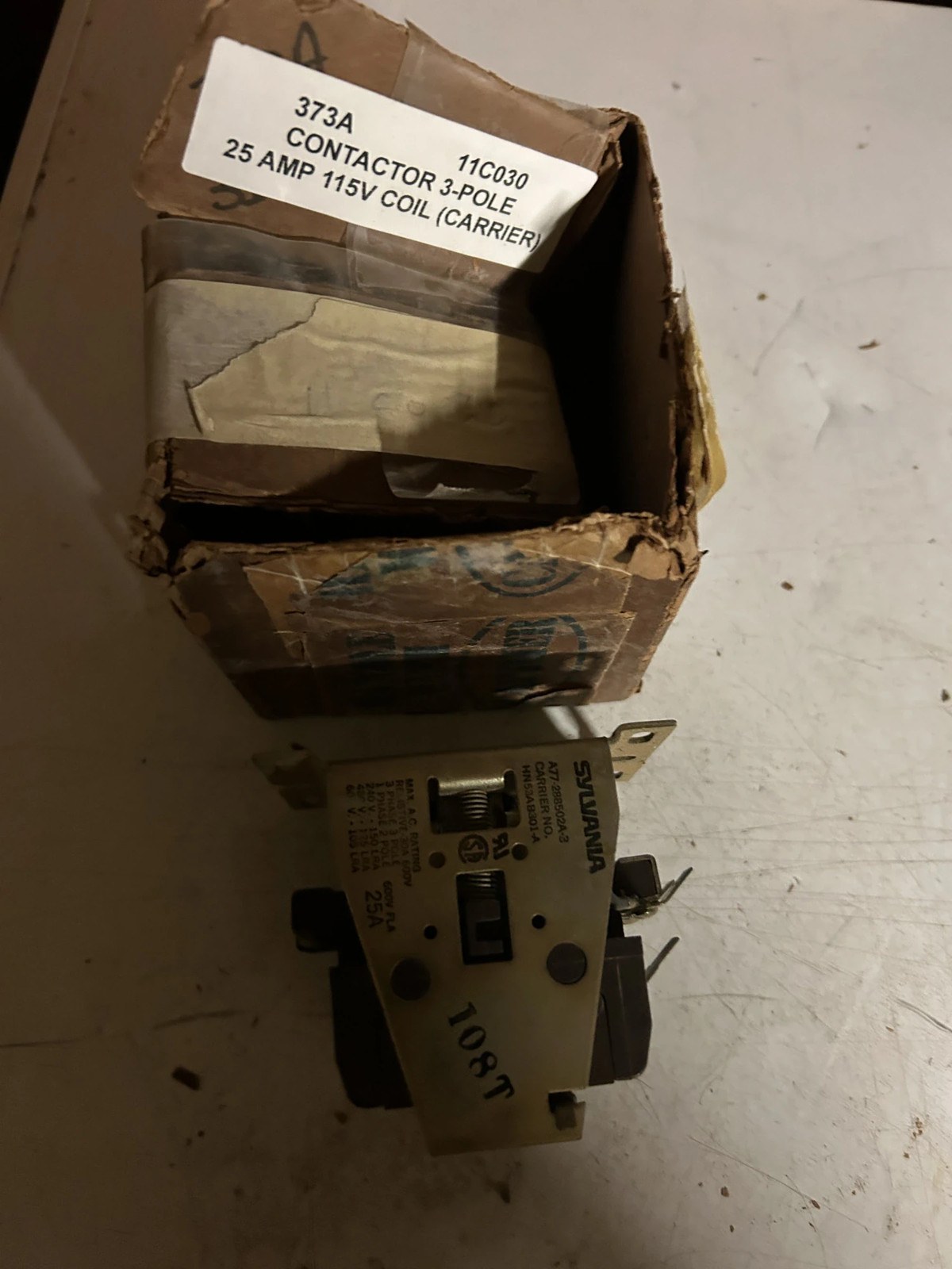 Sylvania Contactor 3-Pole 25A 115V Coil Carrier 11C030 373A A77 HVAC Relay