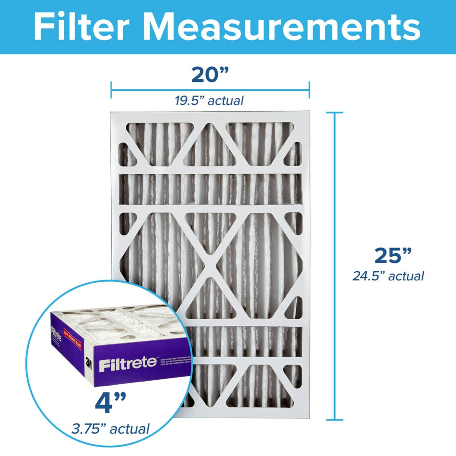 Filtrete 20X25X4 Slim Fit 3.75 Width Ac Furnace Air Filter Mpr 1550 Merv 12
