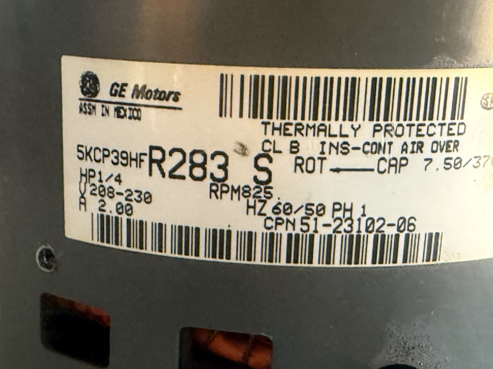 GE Blower Motor 5KCP39HFR283S 1/4HP 825RPM 208-230V