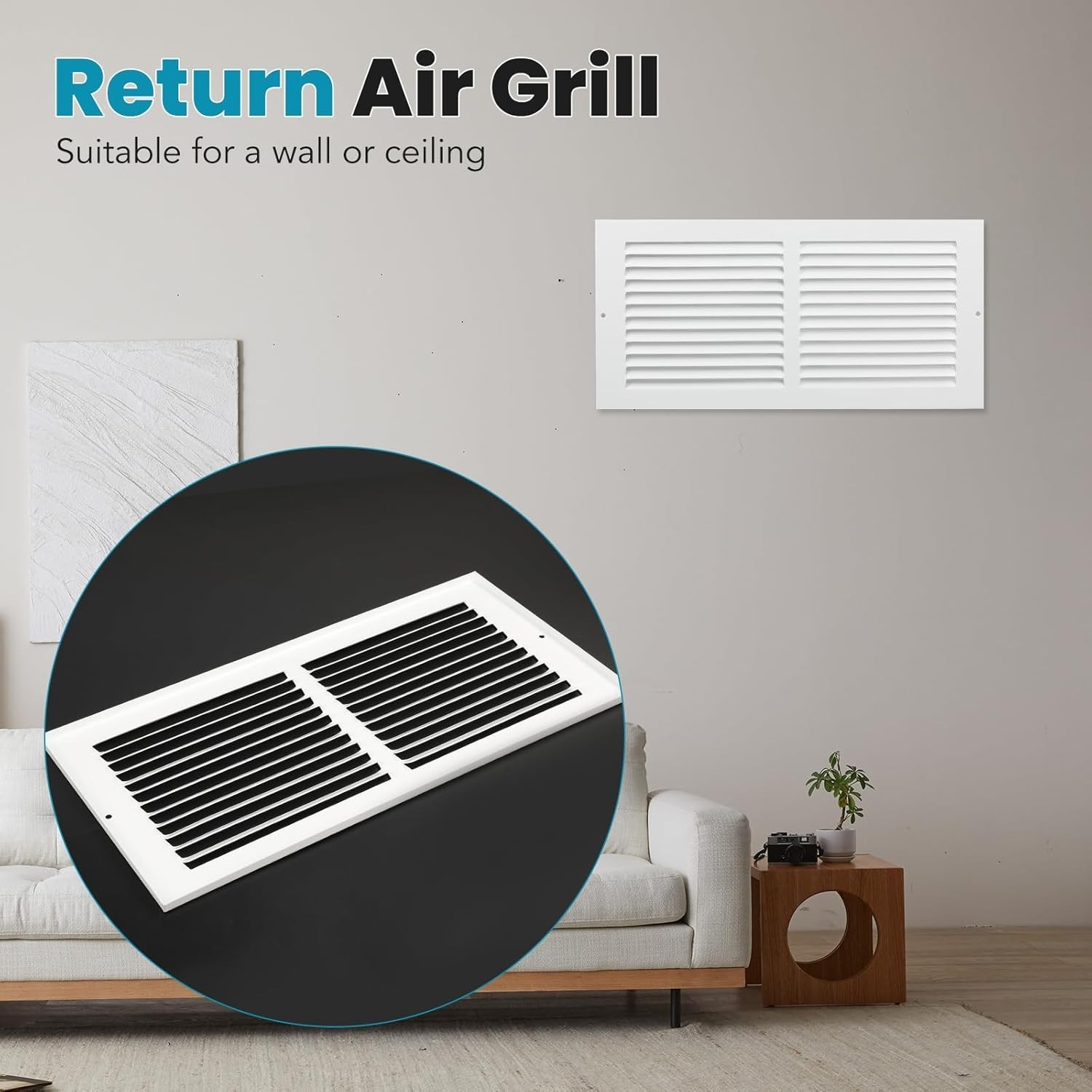 Steel Return Air Vent Cover 14×6 for Ceiling & Wall White HVAC Grille Durable…