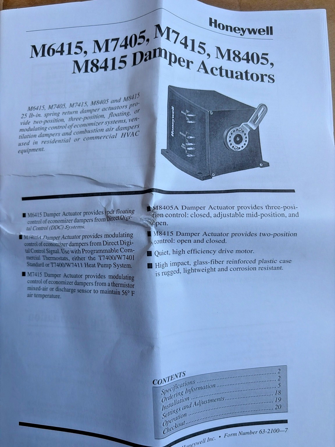 Honeywell M7415A1006 24V Modulating Damper Actuator Economizer HVAC New