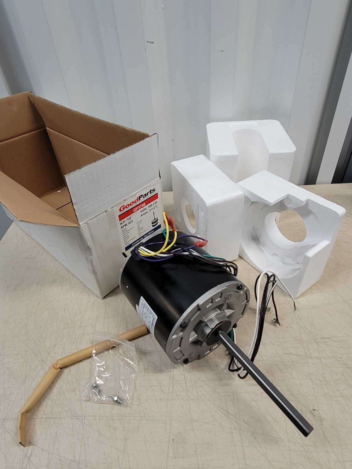 GP-3746 (EM-3746) Condenser Fan Motor 1/2 HP, 208-230V, 825 RPM, 1 PH, 48Y Frame
