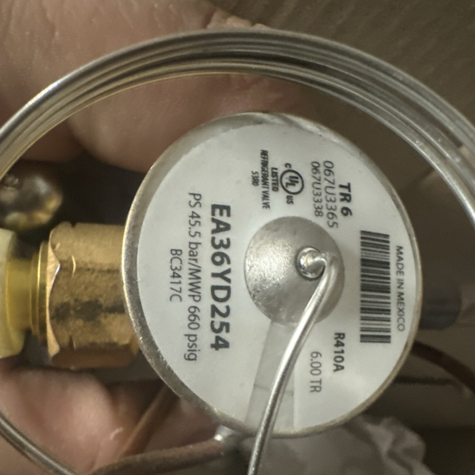 TXV Valve Brass Copper EA36YD254 R410A HVAC Expansion Control Made in Mexico