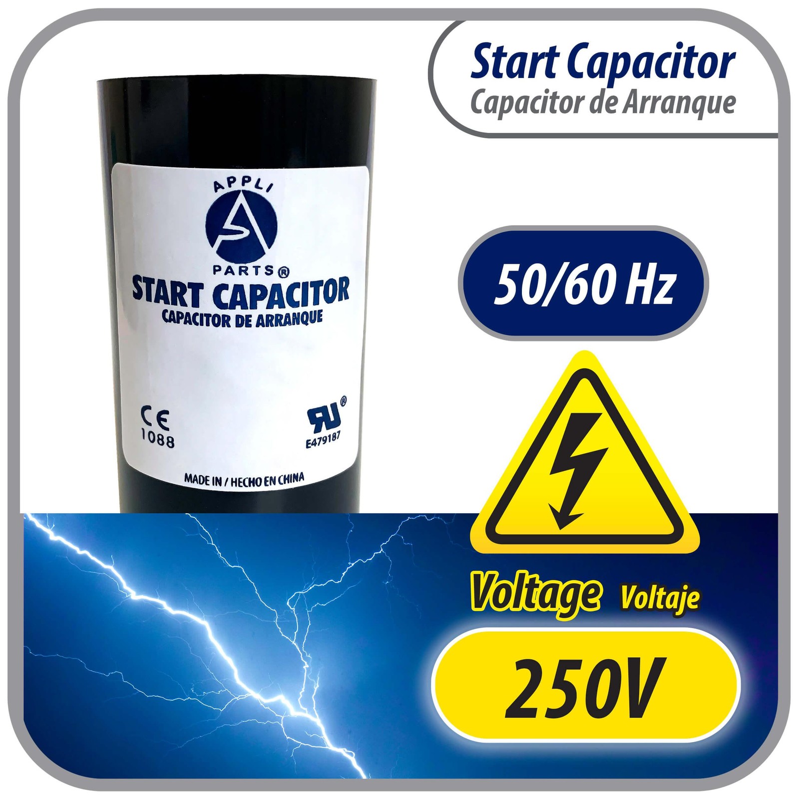 Appli Parts CON-300-250 Motor Start Capacitor 300-360 MFD uF, 250 VAC. Universal