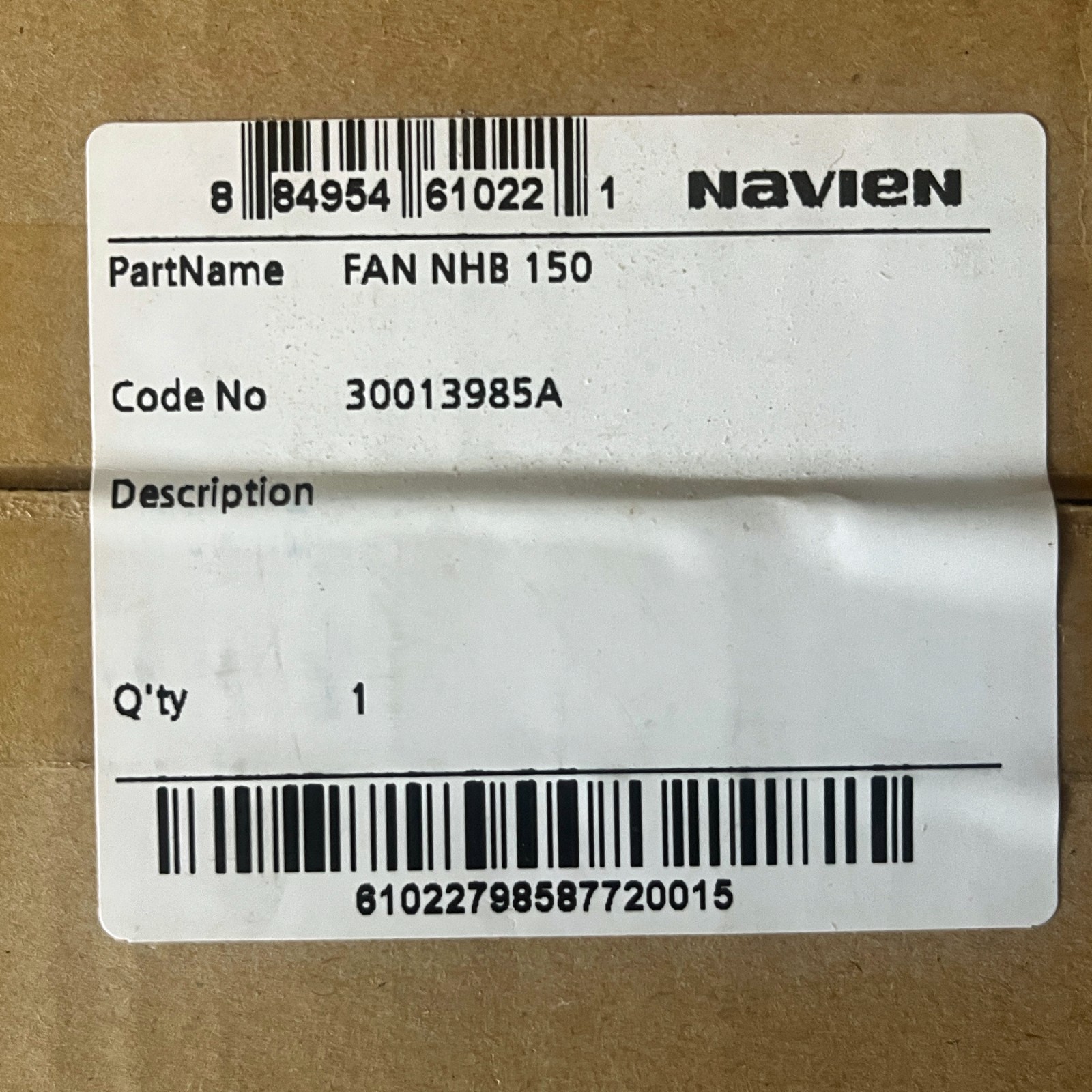 Navien FAN NHB-150 PART # 30013985A