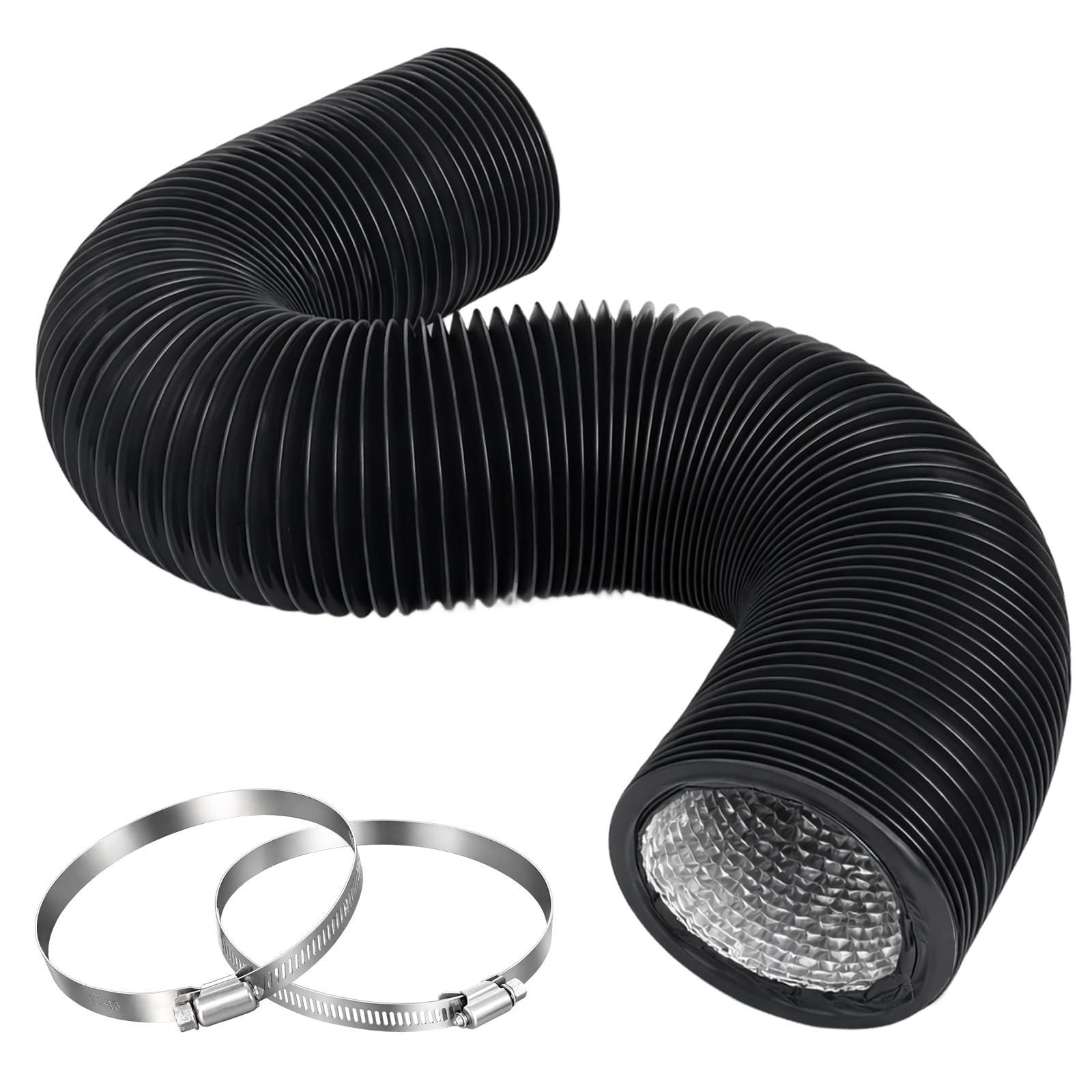 4 Inch Dryer Vent Hose, 9 FT Flexible 9ft Hose-Black, Black