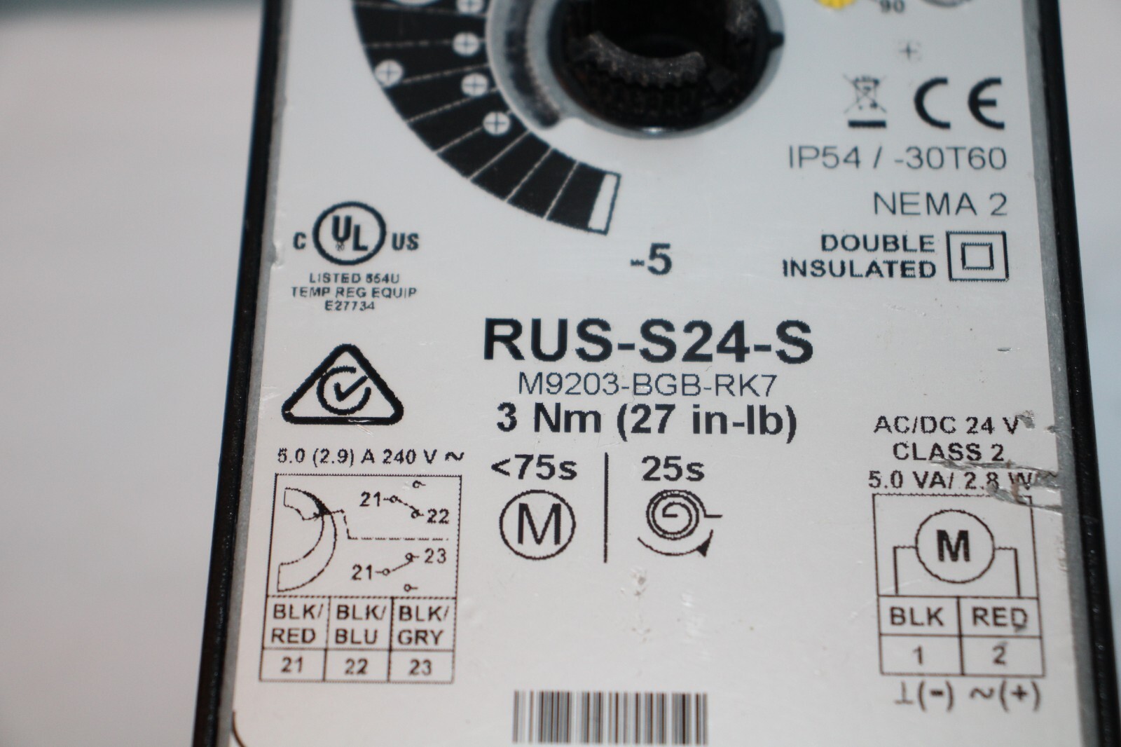 Ruskin RUS-S24-S Damper Acuator M9203-BGB-RK