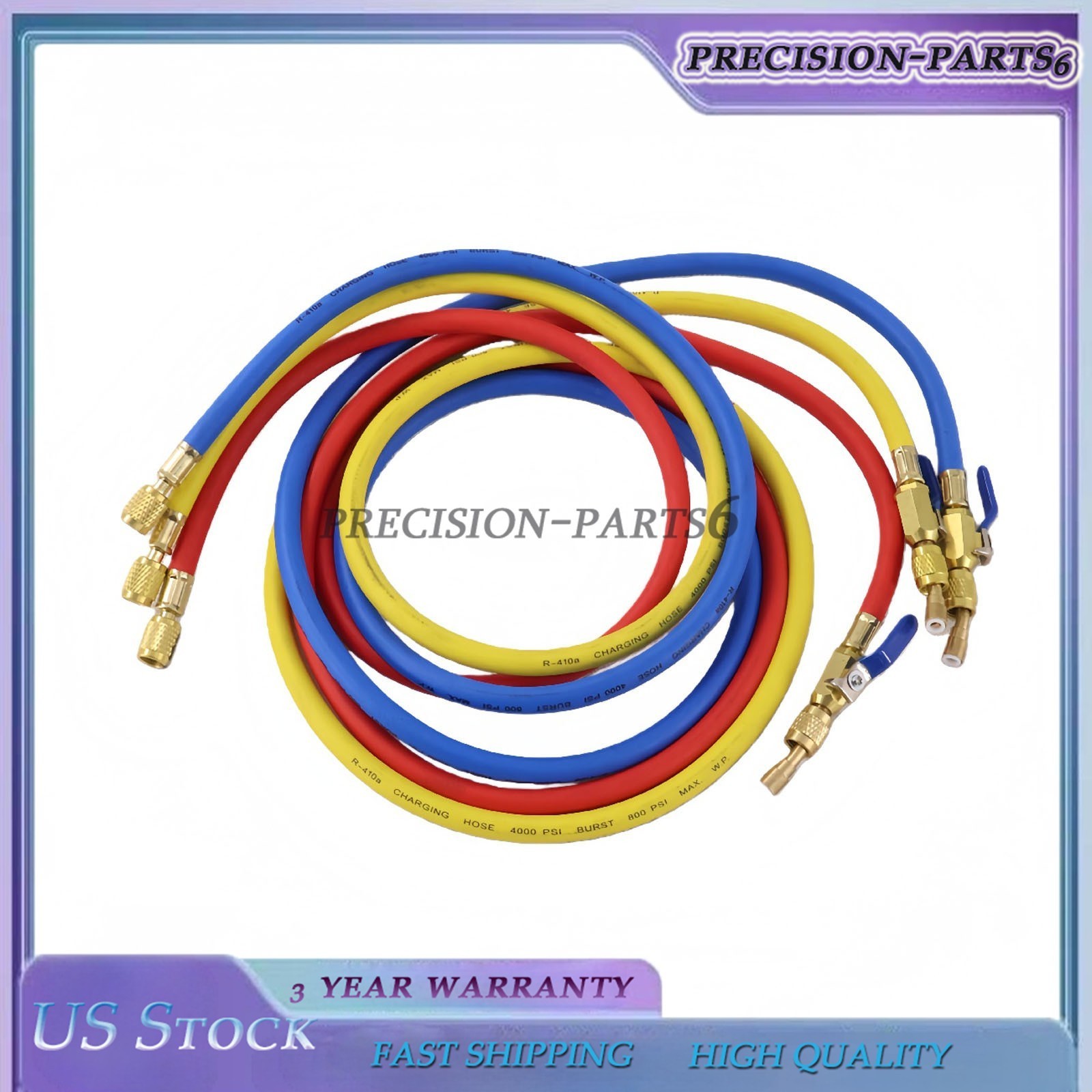 3X 29986 Plus II 1/4″ Hose with Compact Ball Valve End Refrigerant Charging Hose