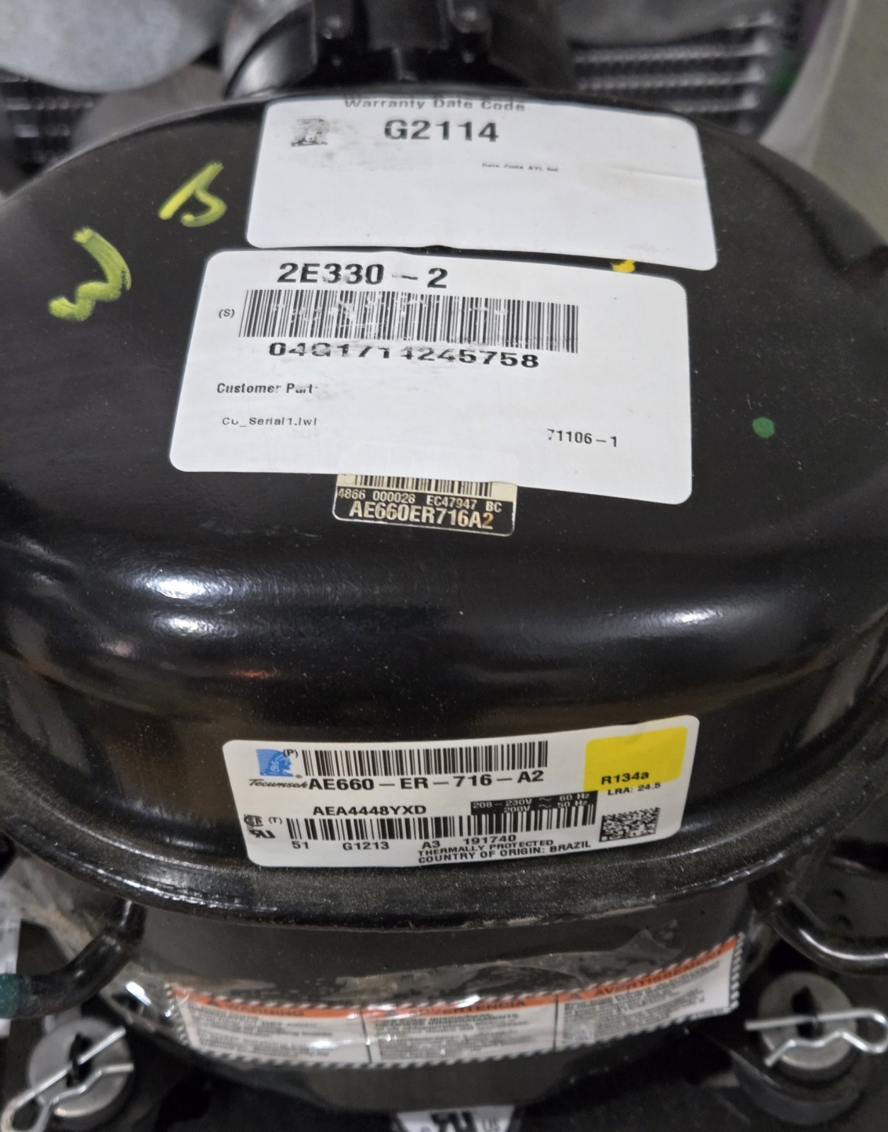 TECUMSEH AEA4444YXDPA 1/4 HP High Temp Air-Cooled Refrigeration Condensing Unit