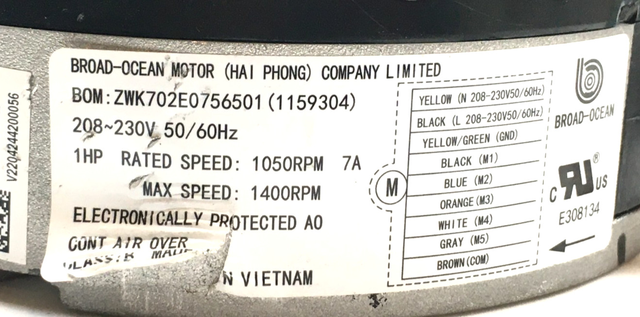 BROAD-OCEAN ZWK702E0756501 ECM Module ONLY S1-32436223007 230V CWLE used #W903