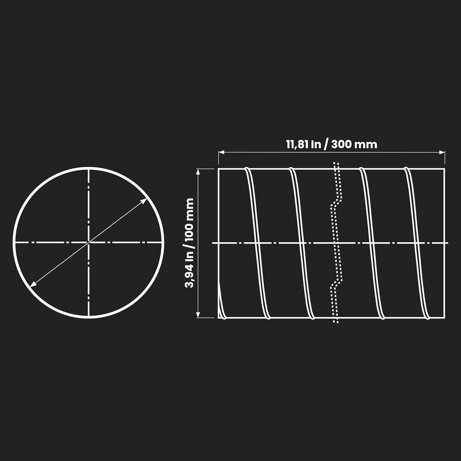 4″ Inch Round Spiral Air Duct 12″ Inch Long Duct Straight Rigid Galvanized St…