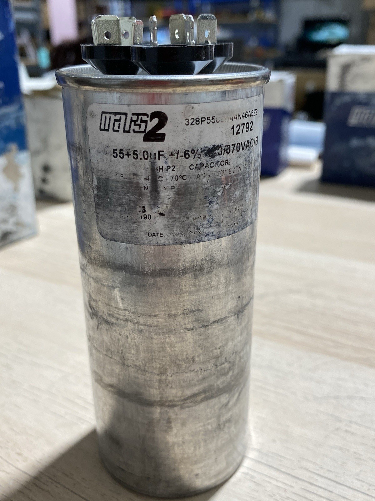 Truck Stock 12792 Motor Run Capacitor MARS, 55 + 5 MFD 440/370 VAC Round