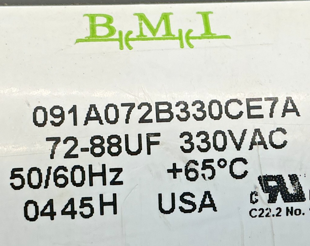 BMI 091A072B330CE7A Motor Start Capacitor 72-88UF 330VAC 50/60HZ