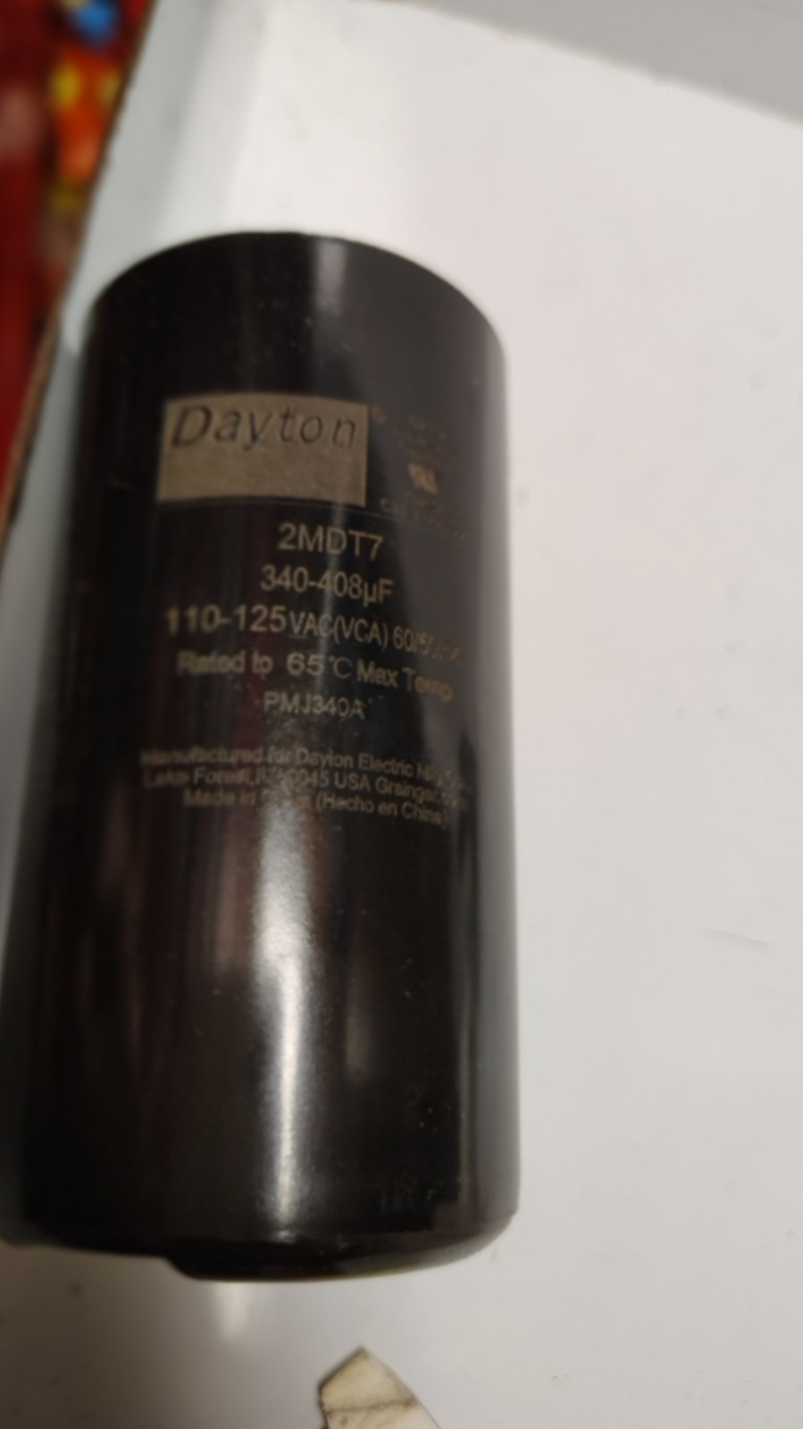 DAYTON 340-408MFD MOTOR START CAPACITOR 110-125VAC 340-408UF