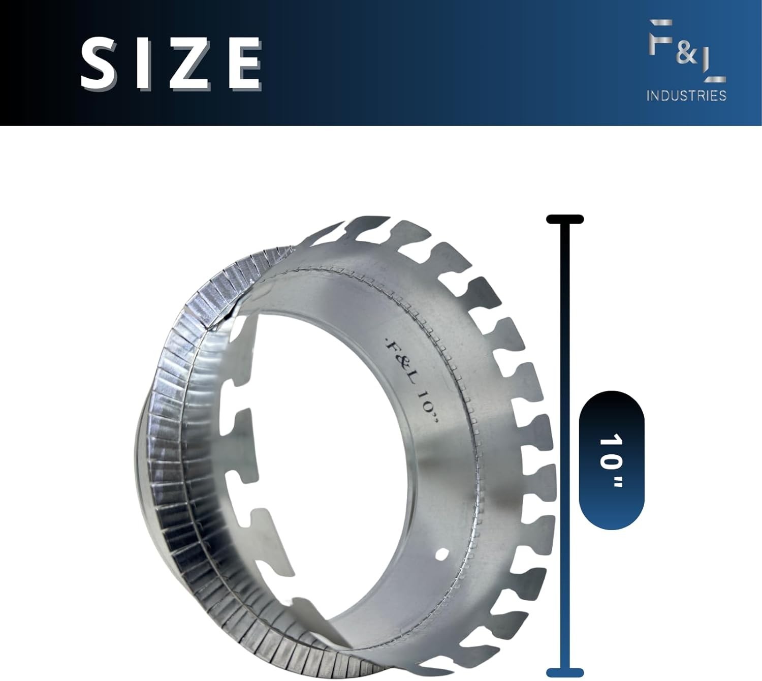 10″ Duct Board Collar – 28 Gauge Galvanized Steel, Snap-Together Design