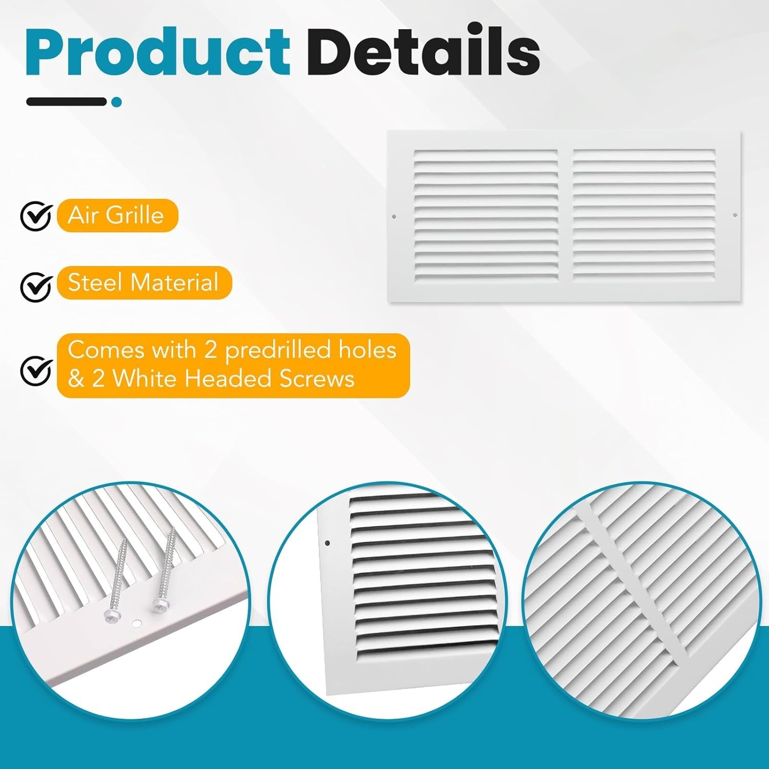 Steel Return Air Vent Cover 14×6 for Ceiling & Wall White HVAC Grille Durable…