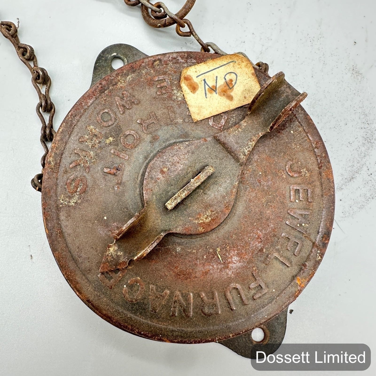 Vintage Jewel Furnace 5 In Round Cast Iron Flue Damper Chain Pull Made In USA