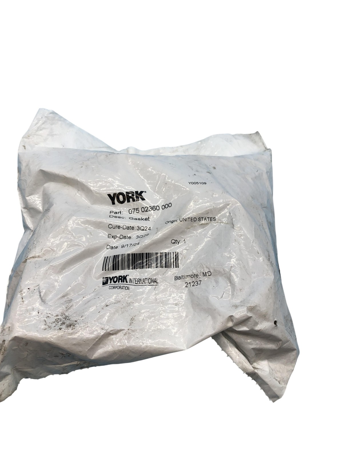 YORK Refrigeration Gasket White OEM HVAC Seal 075 02360 000 USA Stock Part