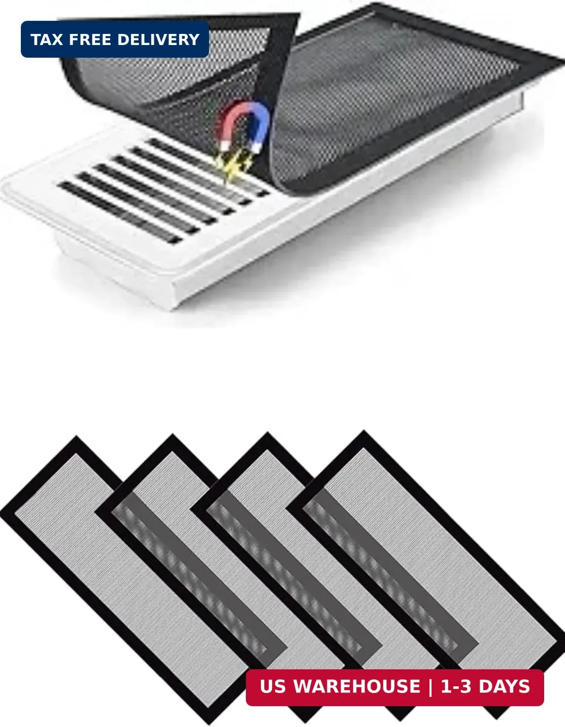 Magnetic Vent Covers Screen 4 Pack – 4×10 Inch Air Vent Filters with Durable PVC
